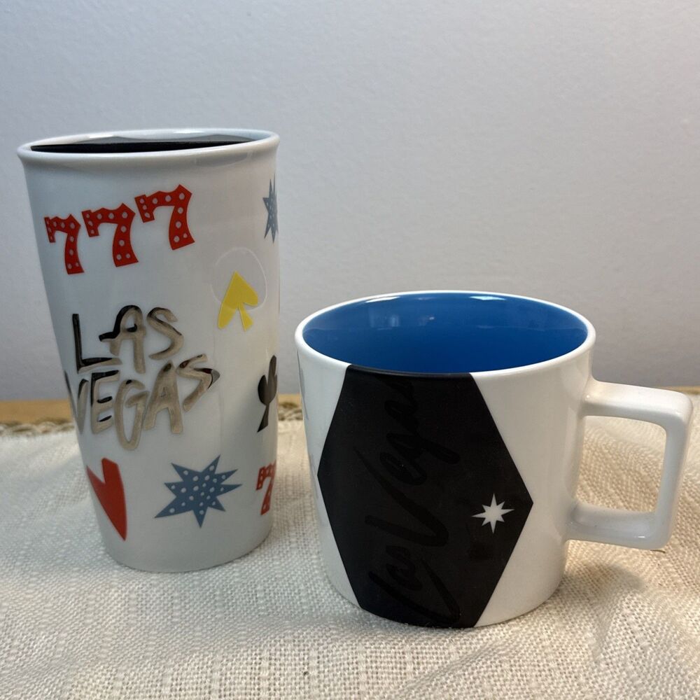 Starbucks Las Vegas Travel Tumbler With Lid 10 Oz & Coffee Mug 14 Oz 777